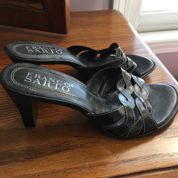 Franco Sarto Black Leather Brazalian Sandals! 7M - Picture 1 of 6
